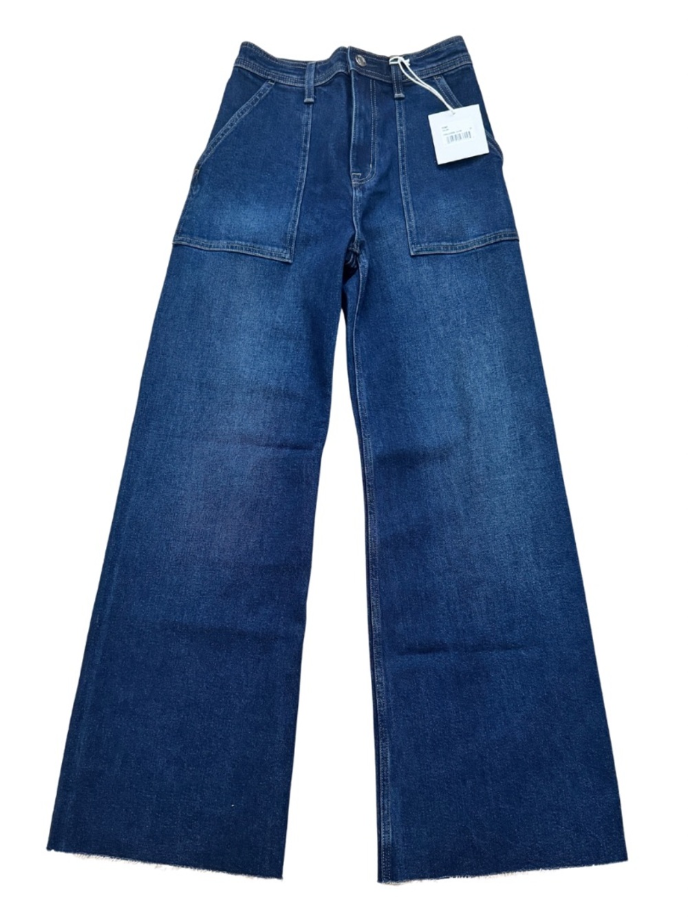 ✨ NEW ✨ Pistola Penny High Rise Wide Leg Jeans Blue Denim Raw Hem Sz 25